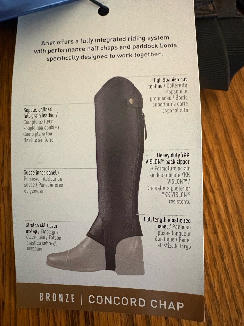 New Ariat Concord Chap, Black Leather Equestrian Riding Half Chaps,Sz S,Unisex - Picture 8 of 9
